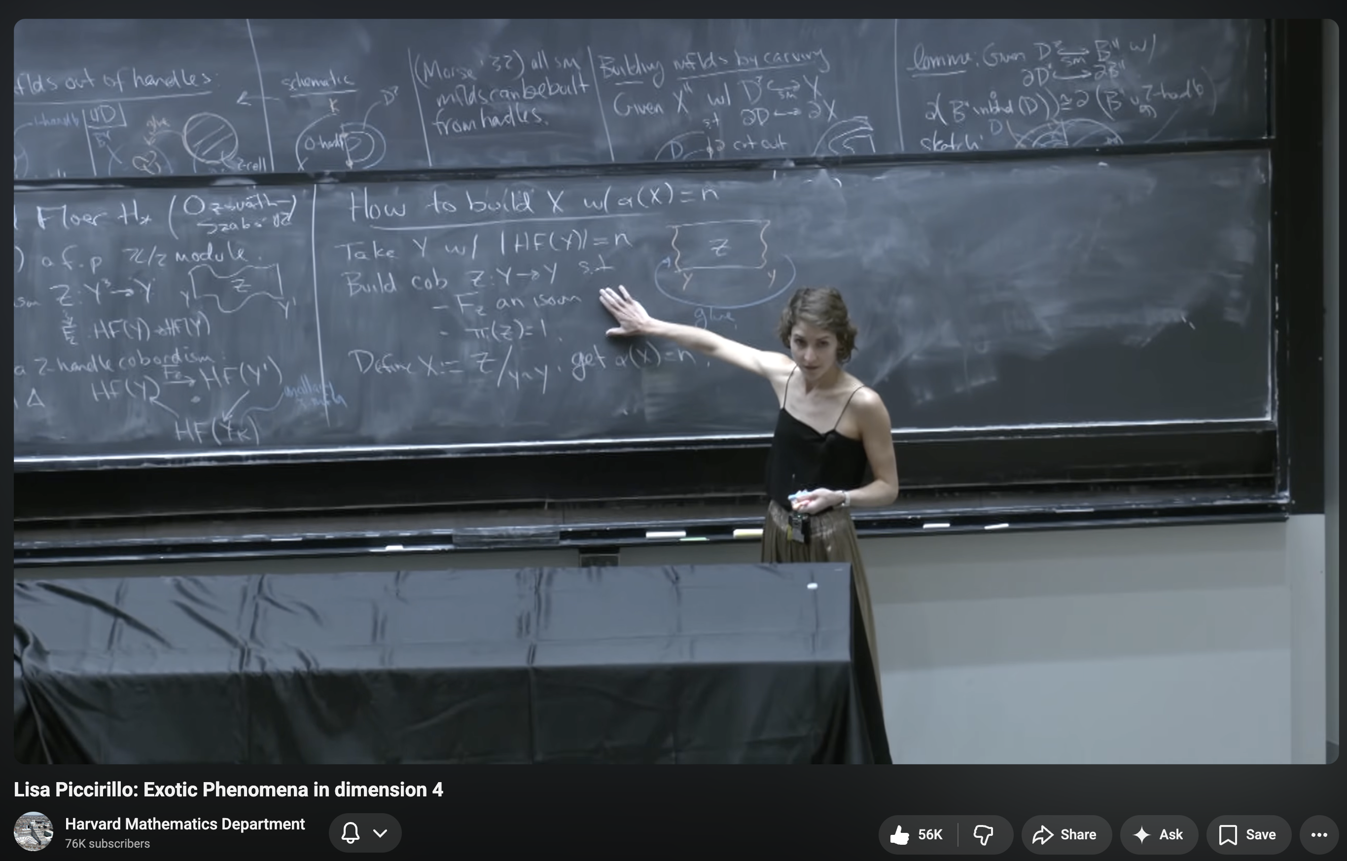 Lisa Piccirillo lecturing on exotic phenomena in dimension 4